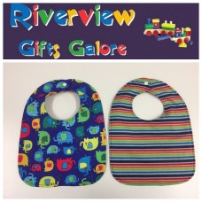 Reversible Bib - Elephants & Stripes Reversible Bib - Elephants & Stripes